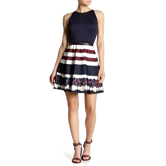 Ted Baker London Annalie Rowing Stripe Skater Dress Mini Dress | Navy | Size 2 - Picture 2 of 13